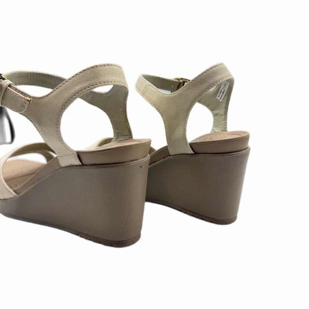 Crocs Leigh II Ankle Strap Cream Beige Neutral Lightweight Comfort Wedge Sandals - Picture 8 of 11